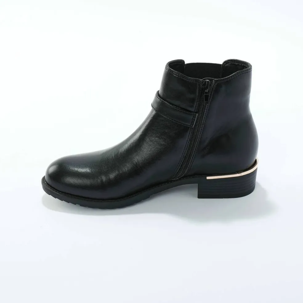 Boots élastiquée zippée, chaîne dorée