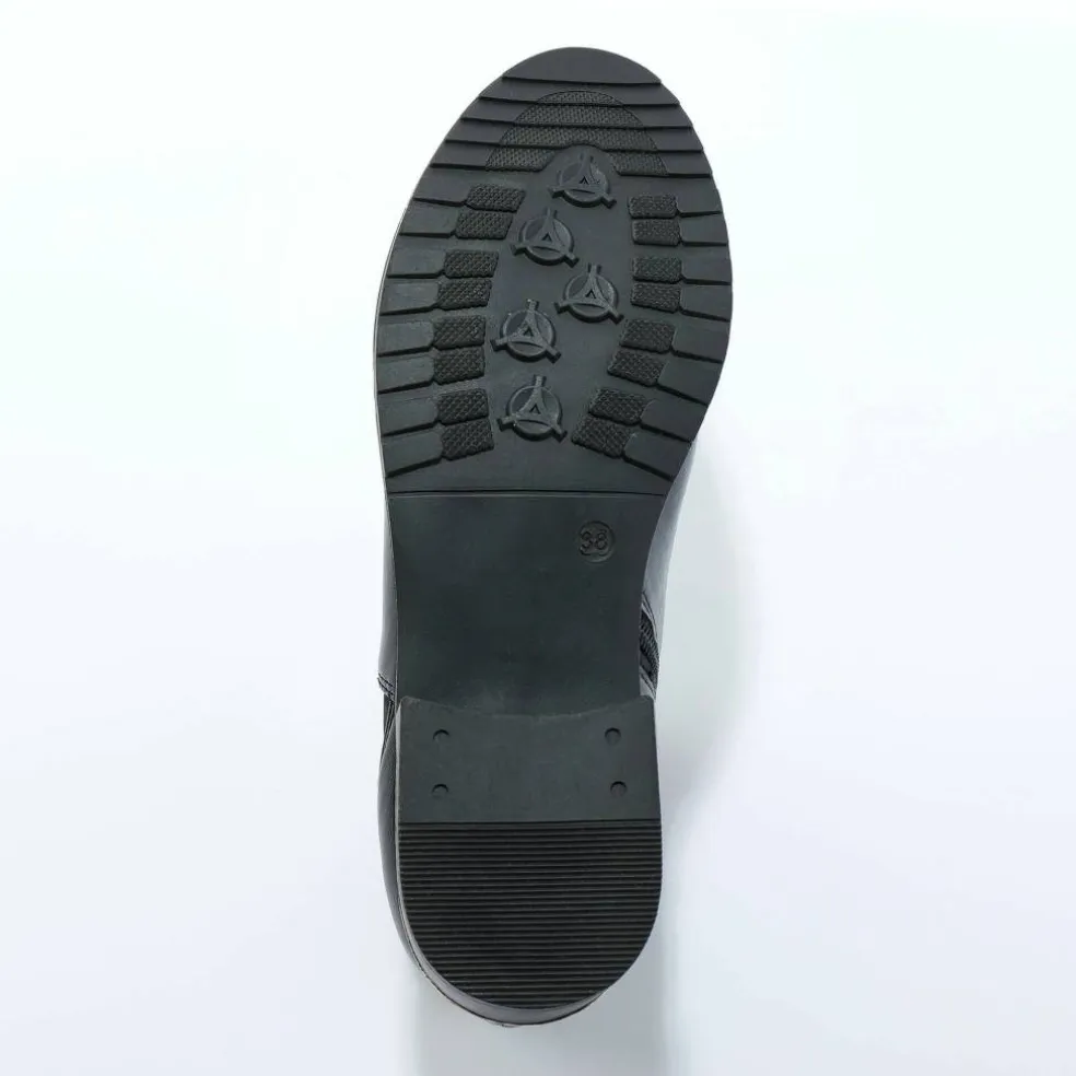 Boots élastiquée zippée, chaîne dorée