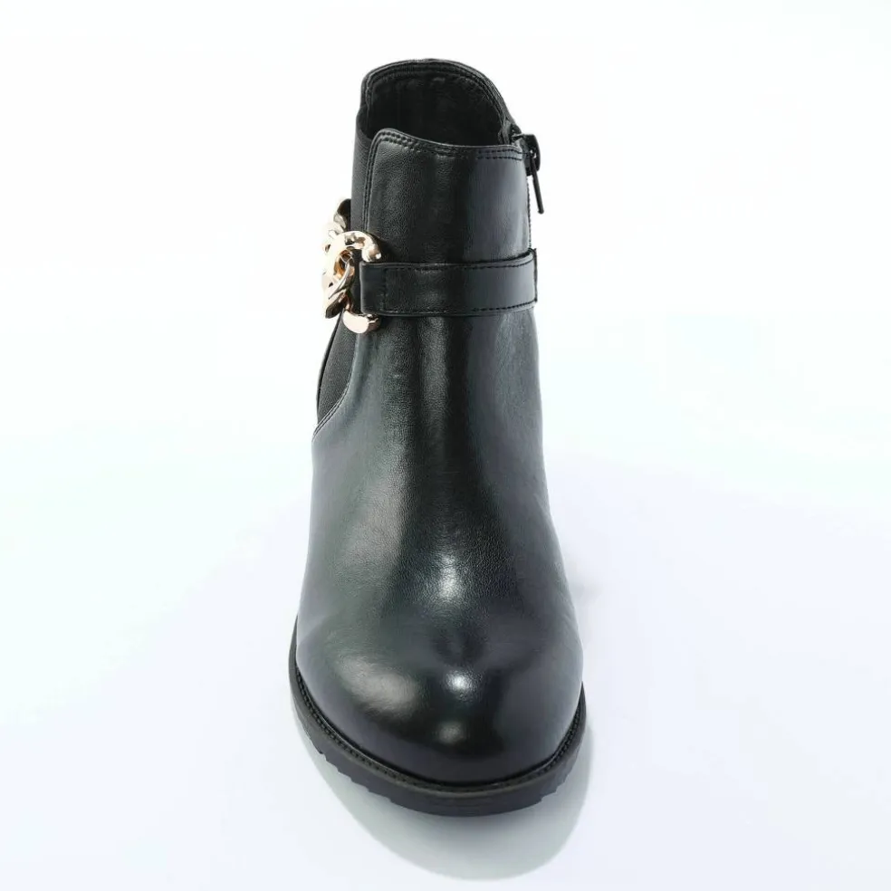 Boots élastiquée zippée, chaîne dorée
