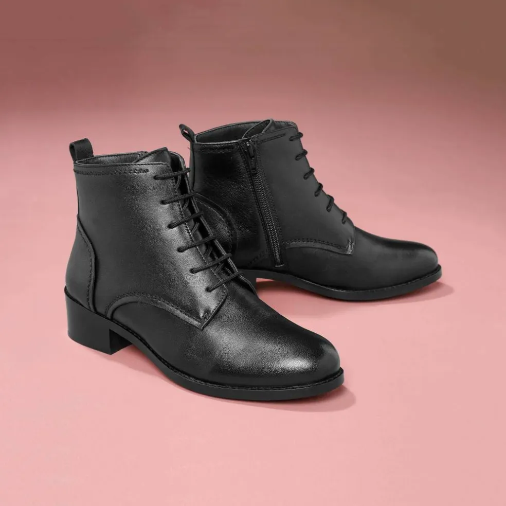 Bottines en cuir confort à lacets