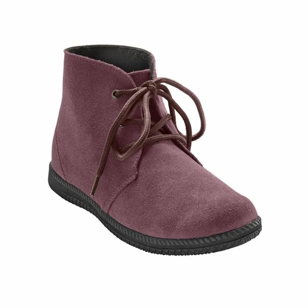 Bottines à lacet en croûte de cuir