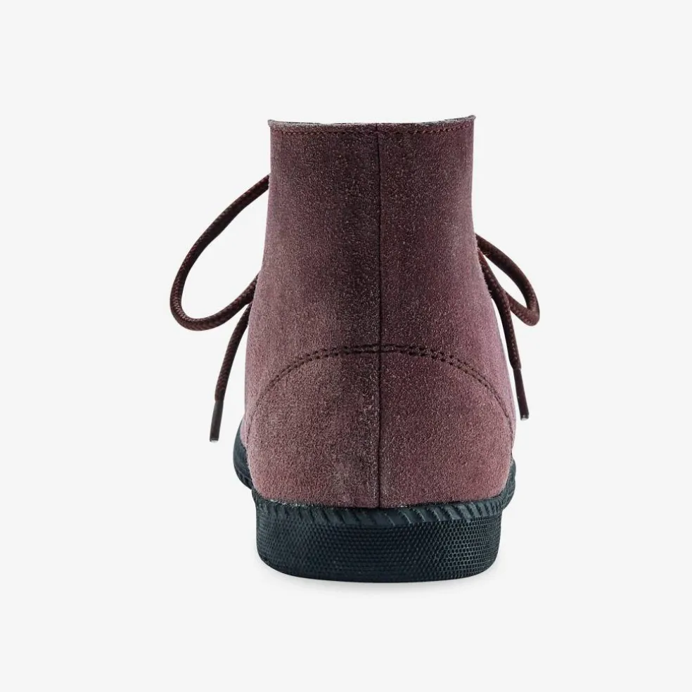 Bottines à lacet en croûte de cuir