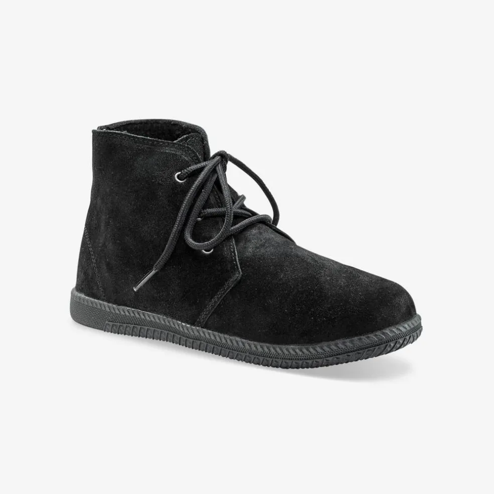 Bottines à lacet en croûte de cuir