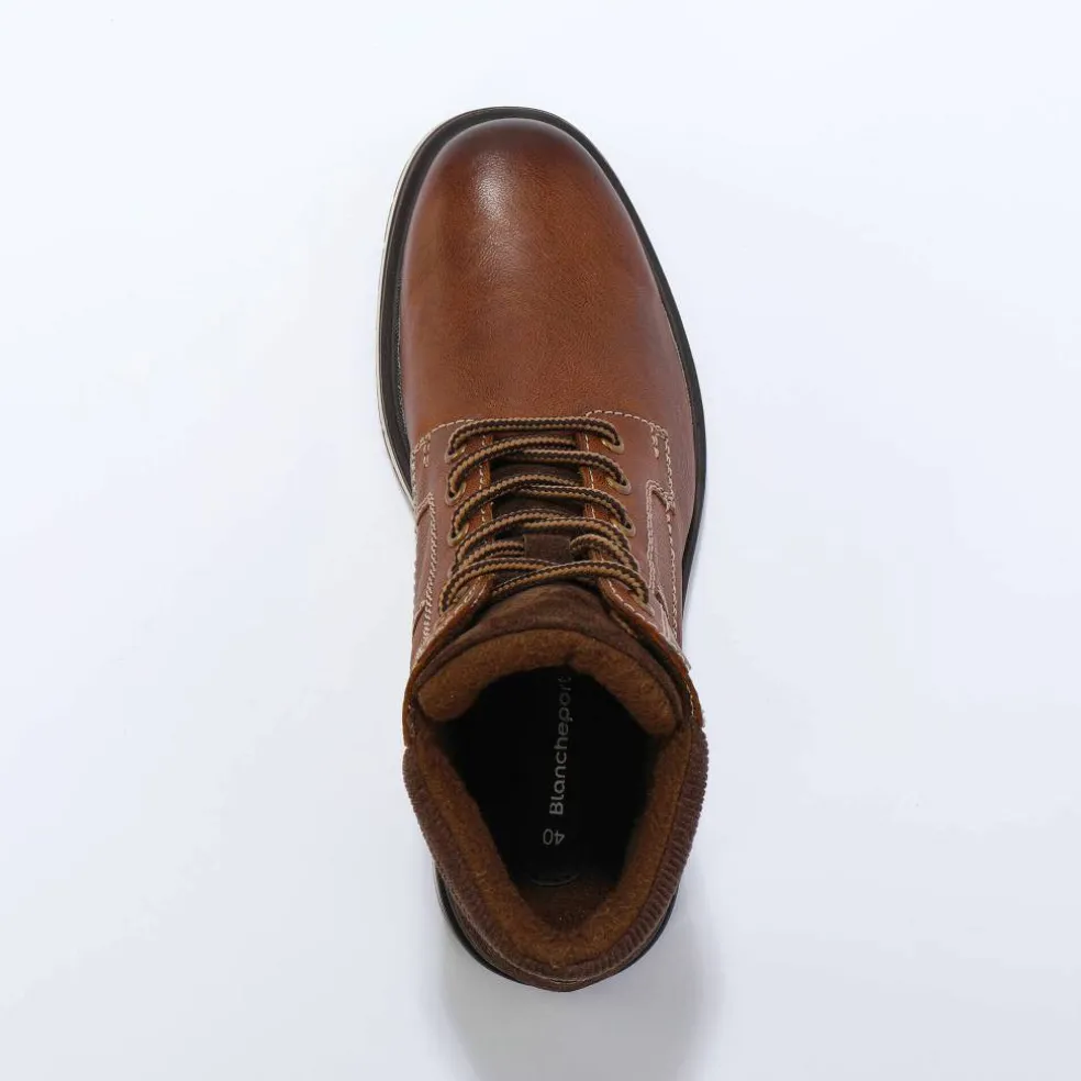 Bottines montantes à lacets cuir et velours