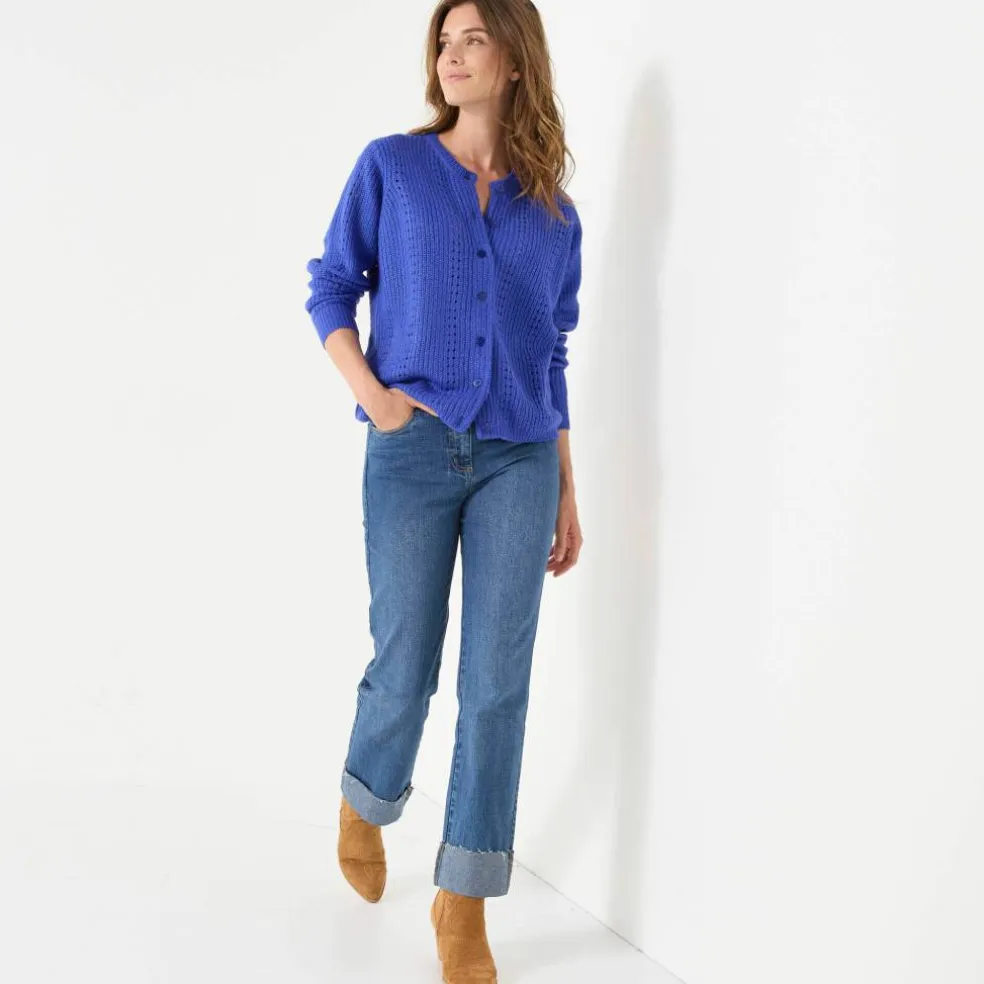 Cardigan boutonné maille fantaisie, toucher doux