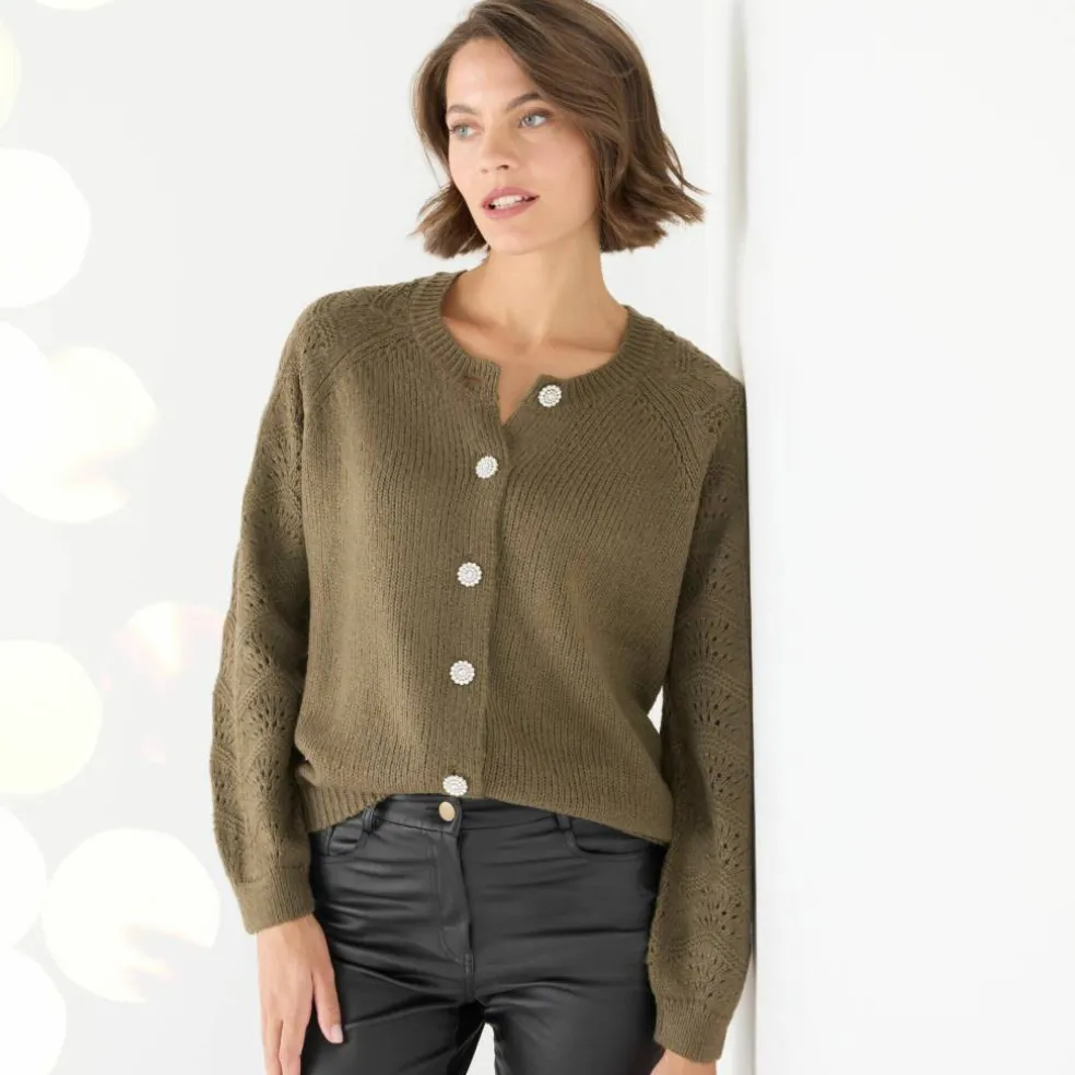 Cardigan boutons "bijoux"