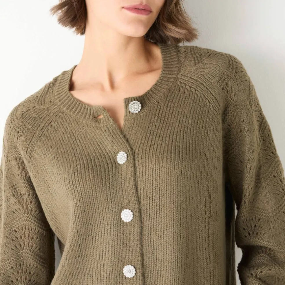 Cardigan boutons "bijoux"