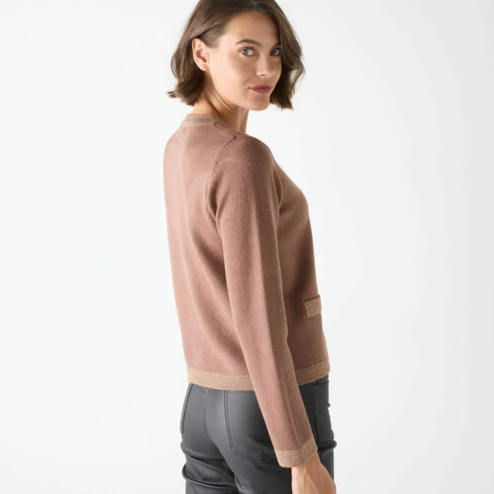 Cardigan boutons dorés, détails brillants
