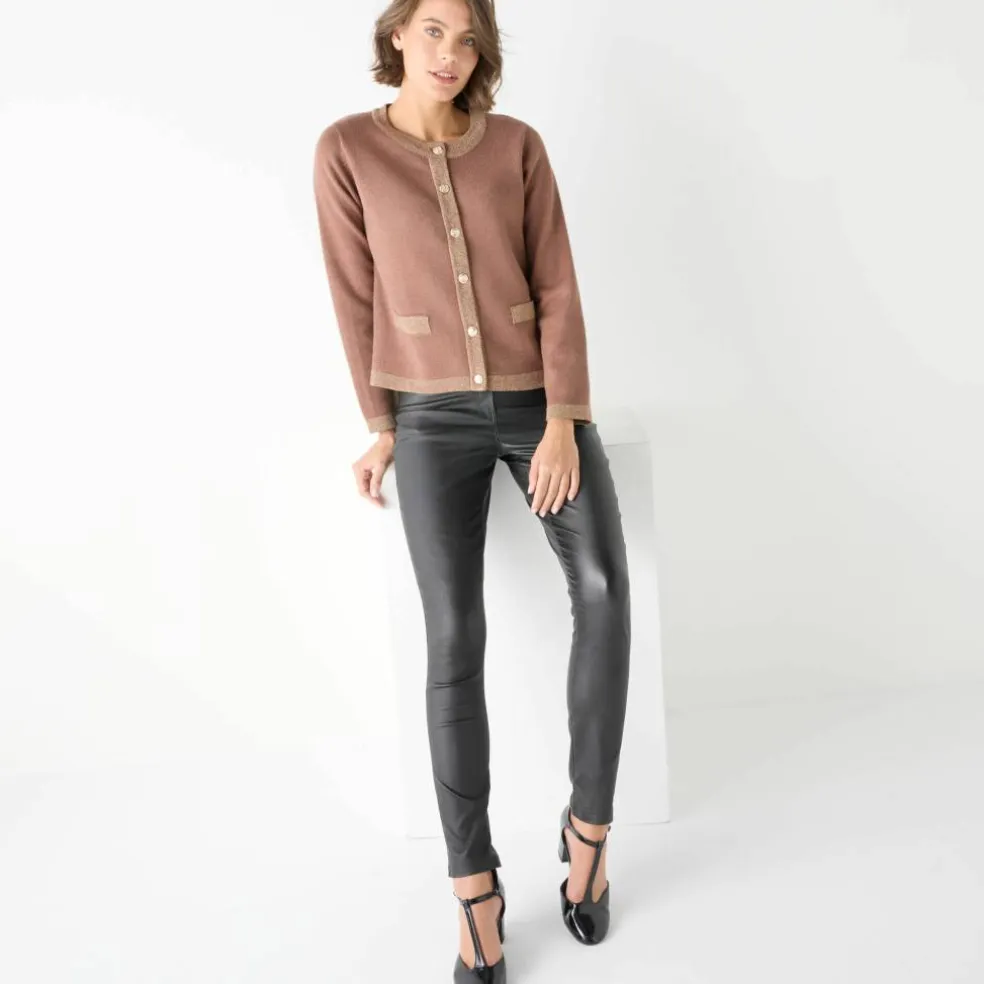 Cardigan boutons dorés, détails brillants