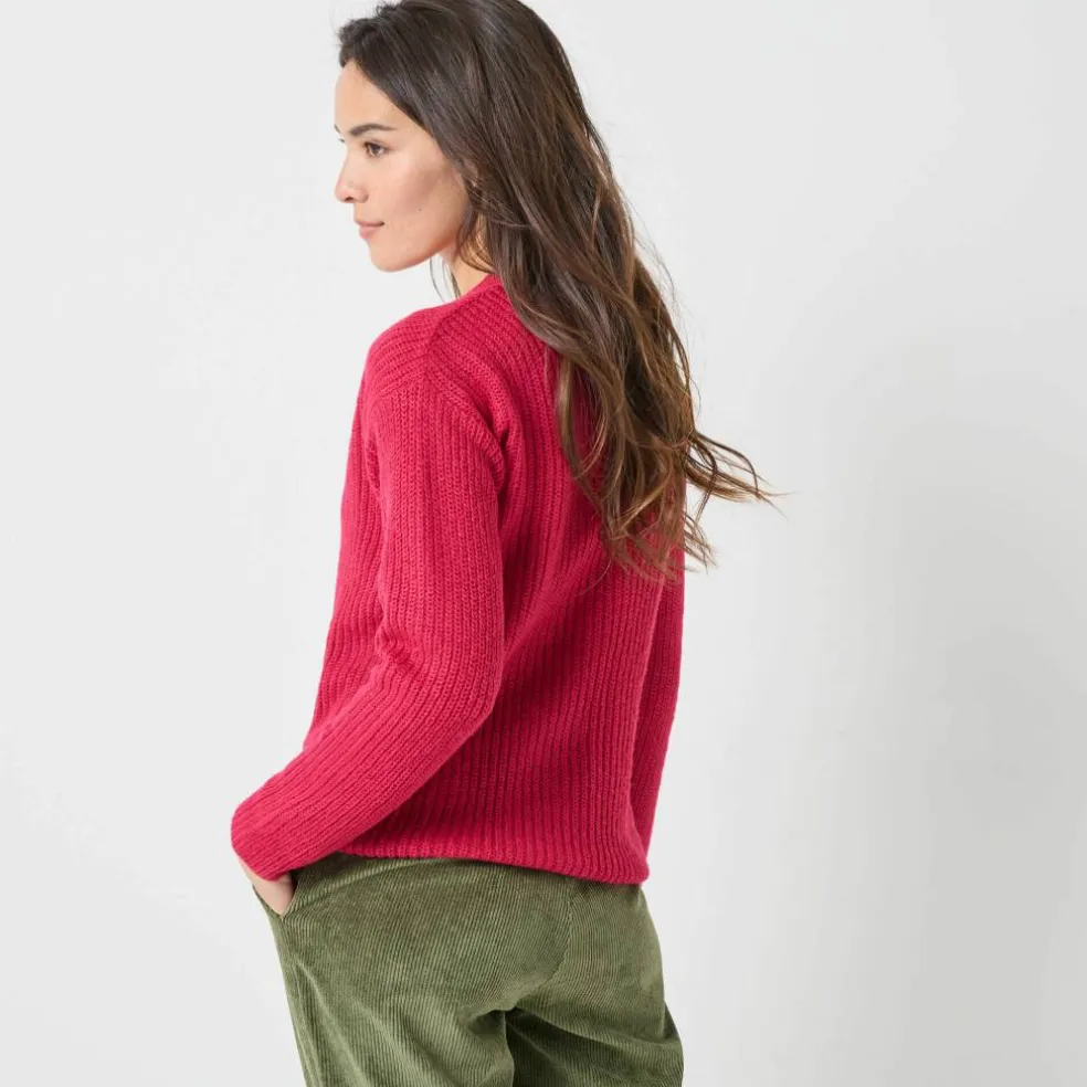 Cardigan boutons perles fantaisie, maille anglaise toucher doux
