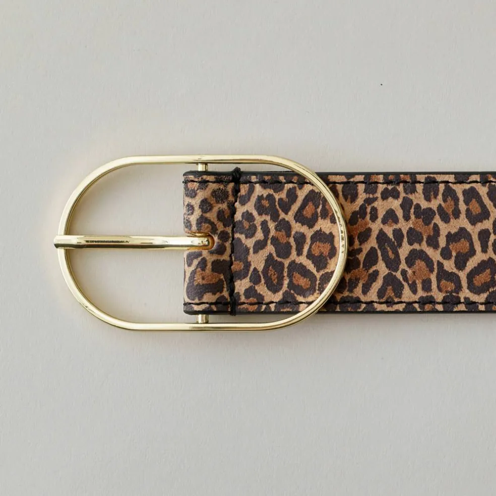 Ceinture motif léopard, croûte de cuir