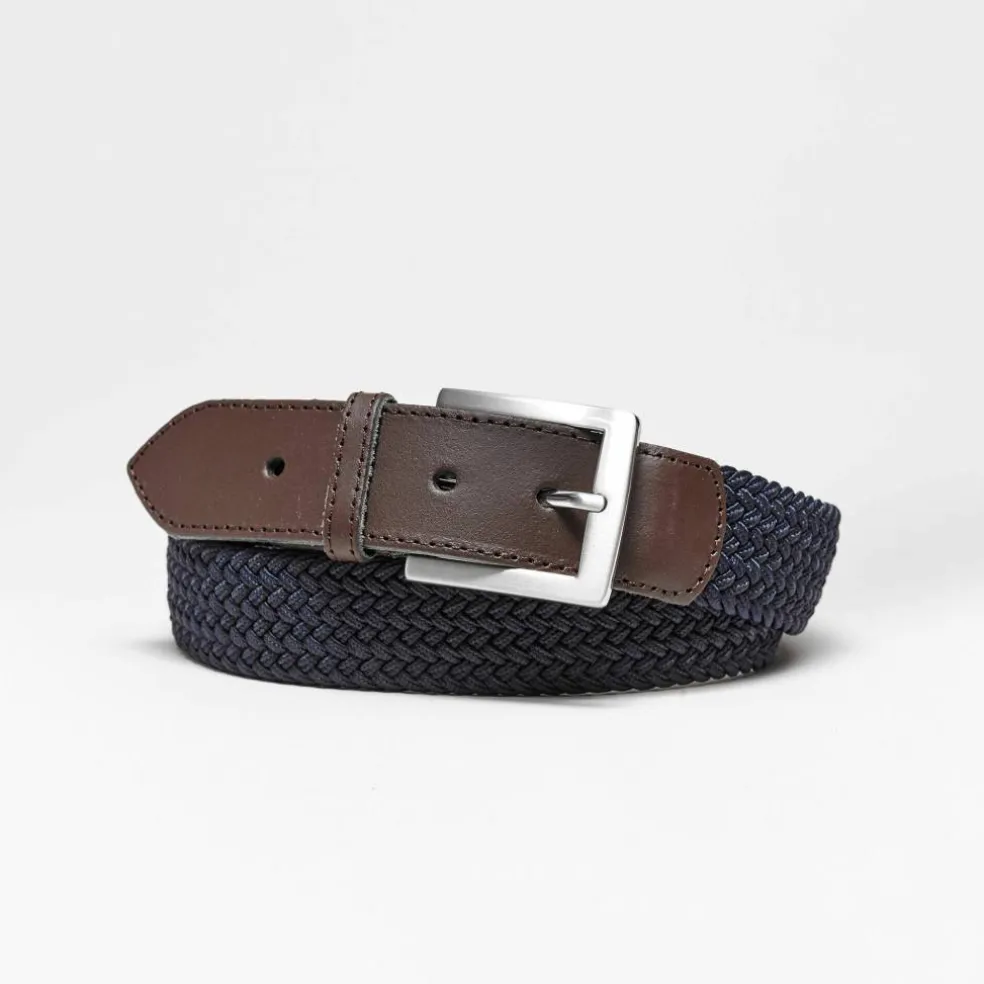 Ceinture tressée extensible finitions cuir