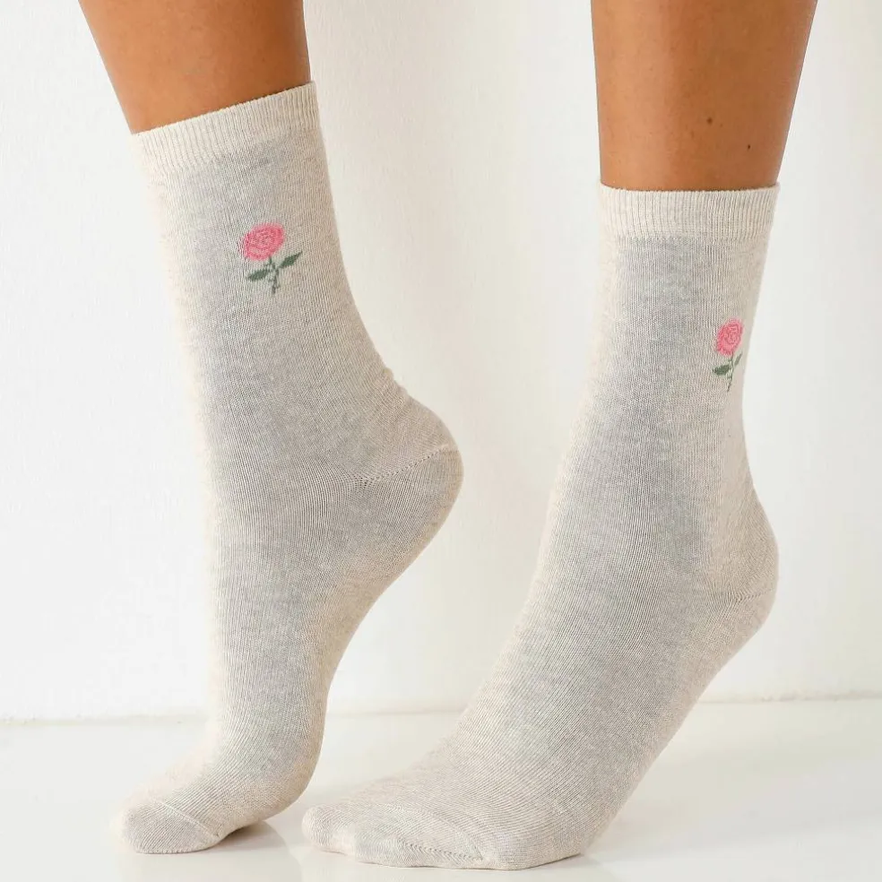 Chaussettes imprimées "rose" - lot de 7 paires