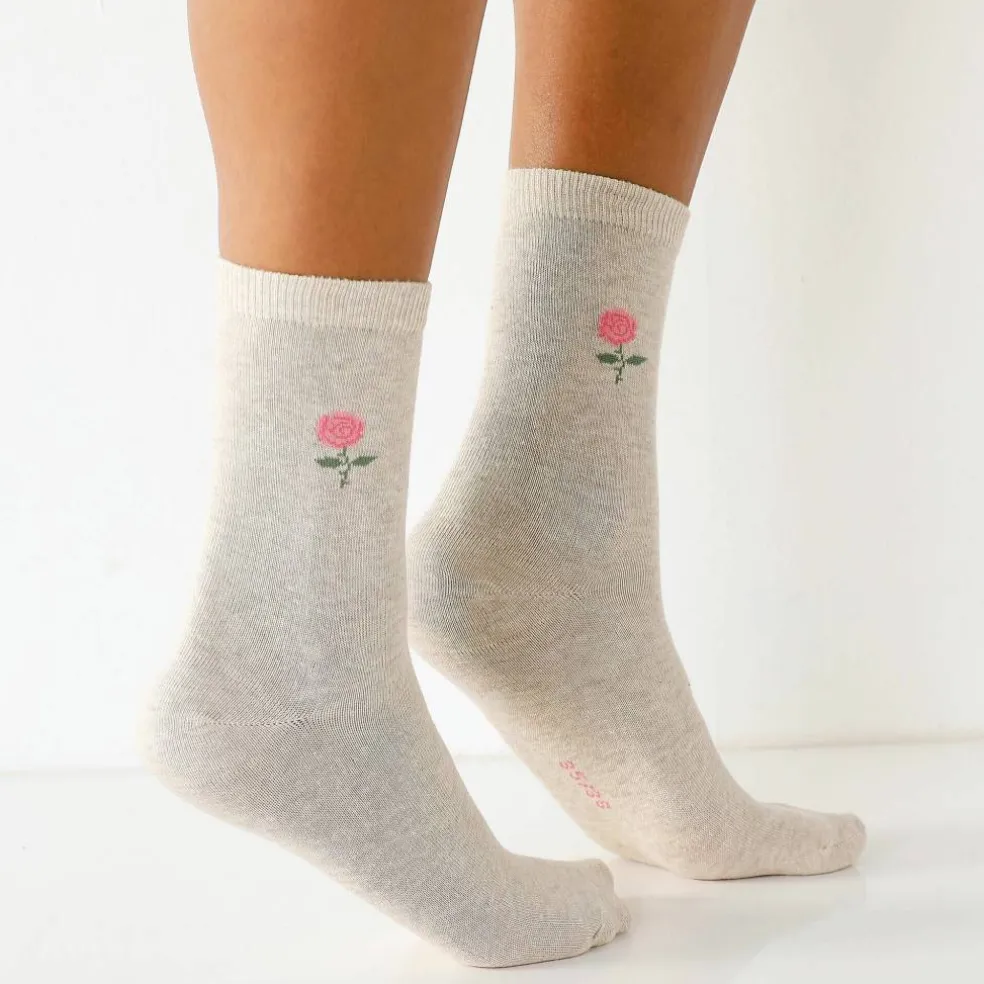 Chaussettes imprimées "rose" - lot de 7 paires