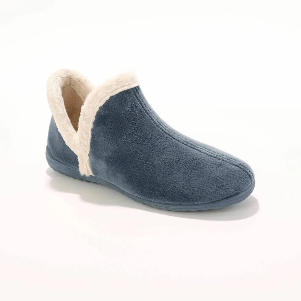 Chaussons bottillons en velours - intérieur fourré toucher peluche