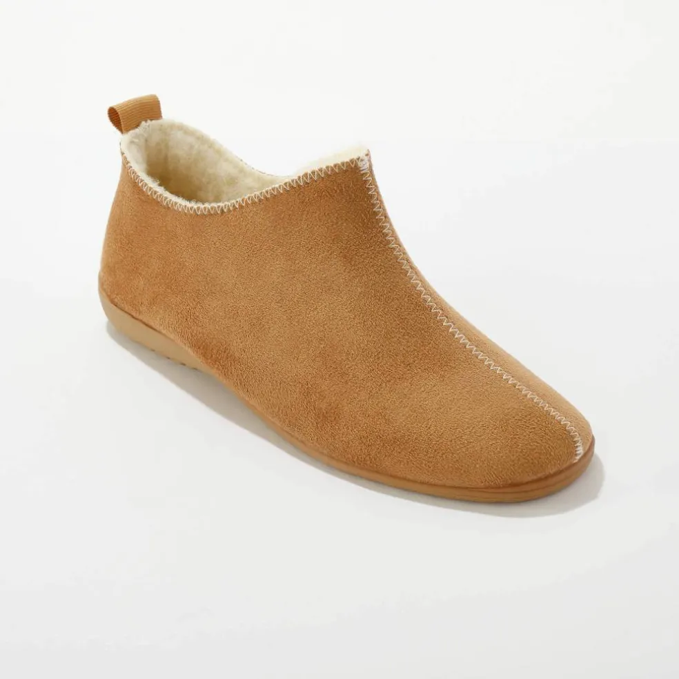 Chaussons bottillons fourrés, suédine