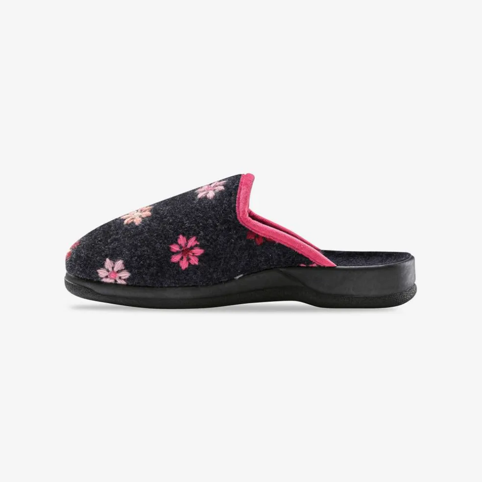 Chaussons mules - brodés fleurs