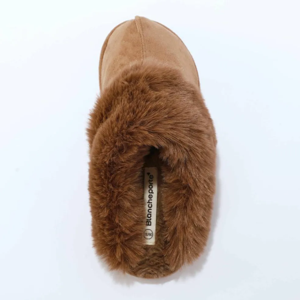 Chaussons mules col fourré