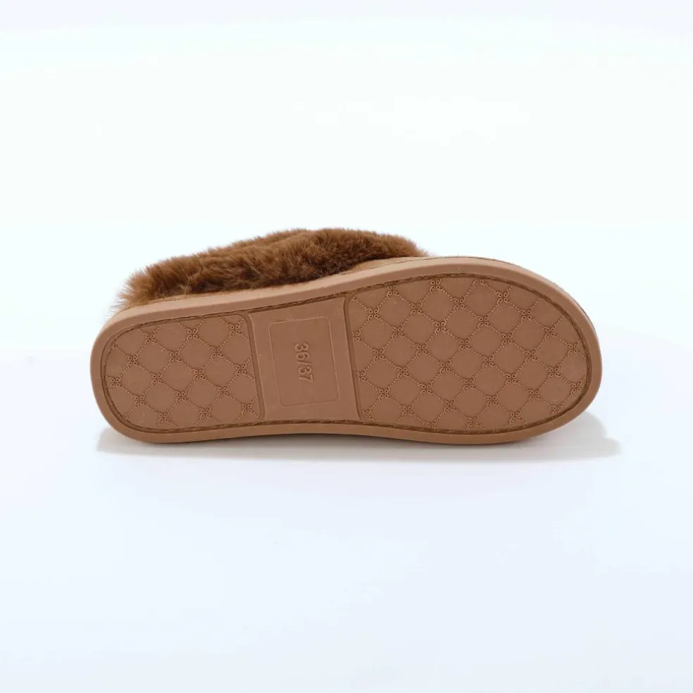 Chaussons mules col fourré