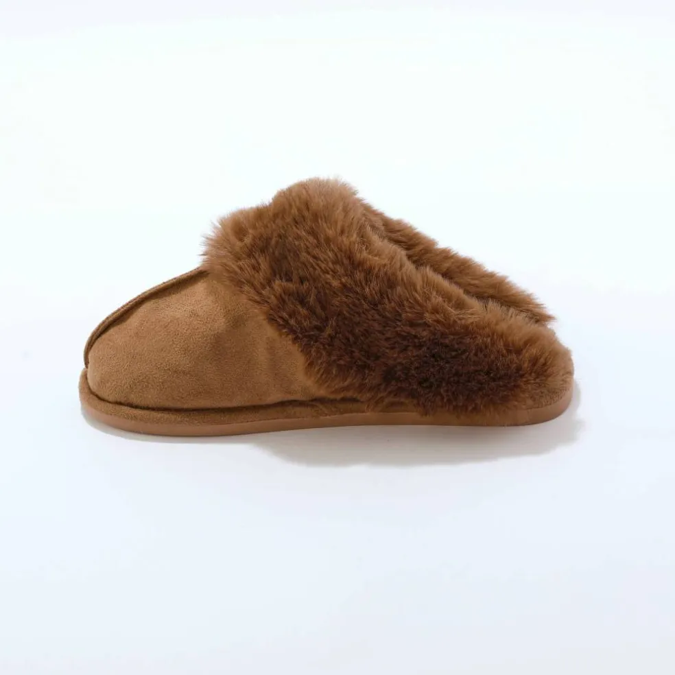 Chaussons mules col fourré