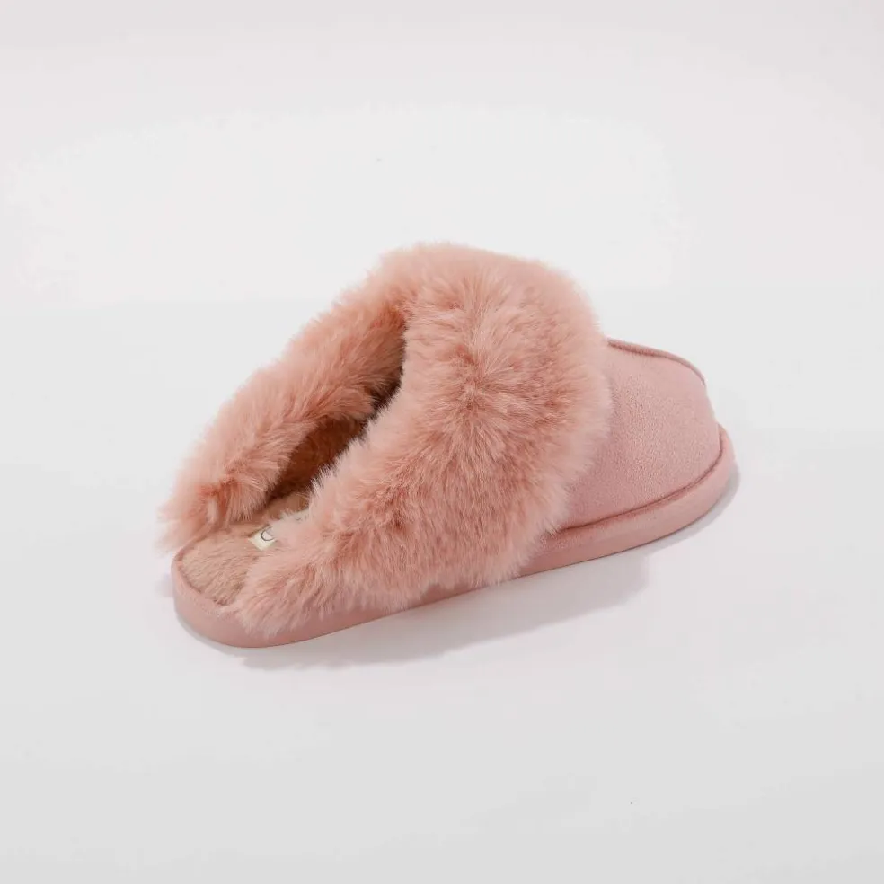 Chaussons mules col fourré