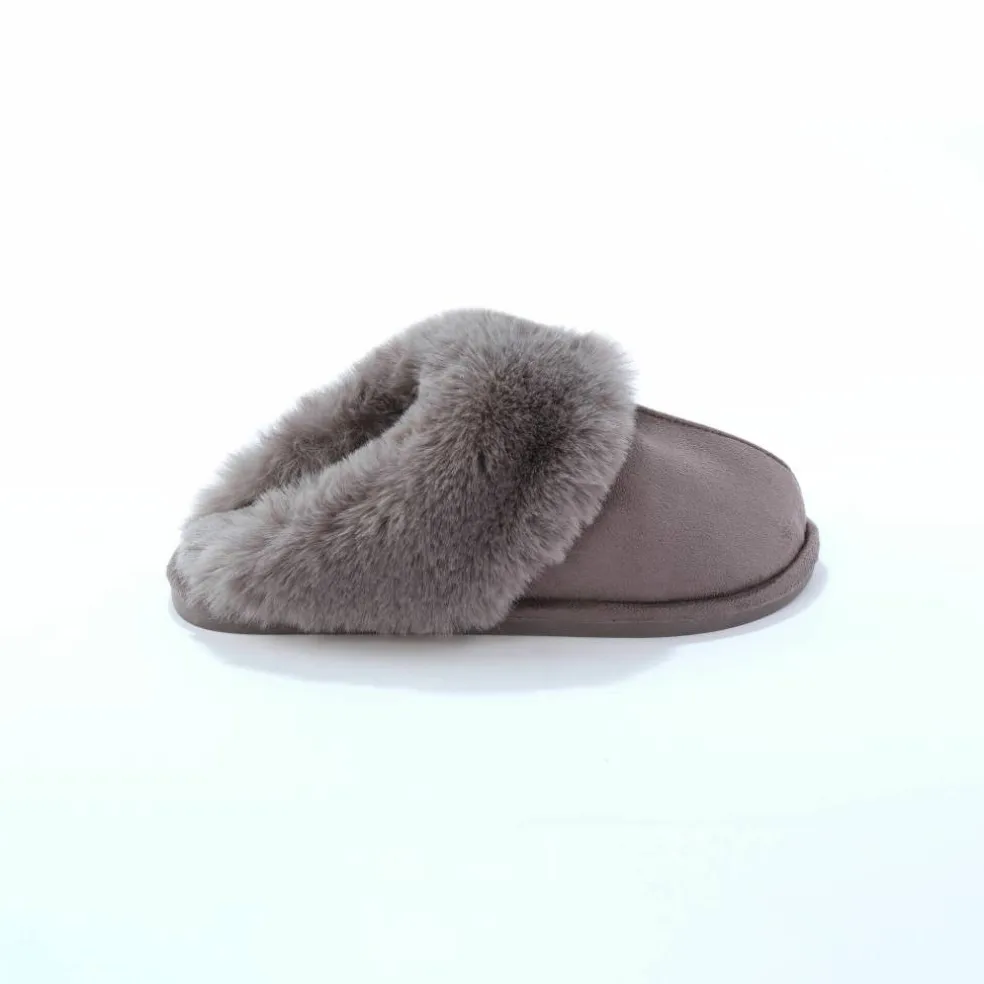 Chaussons mules col fourré