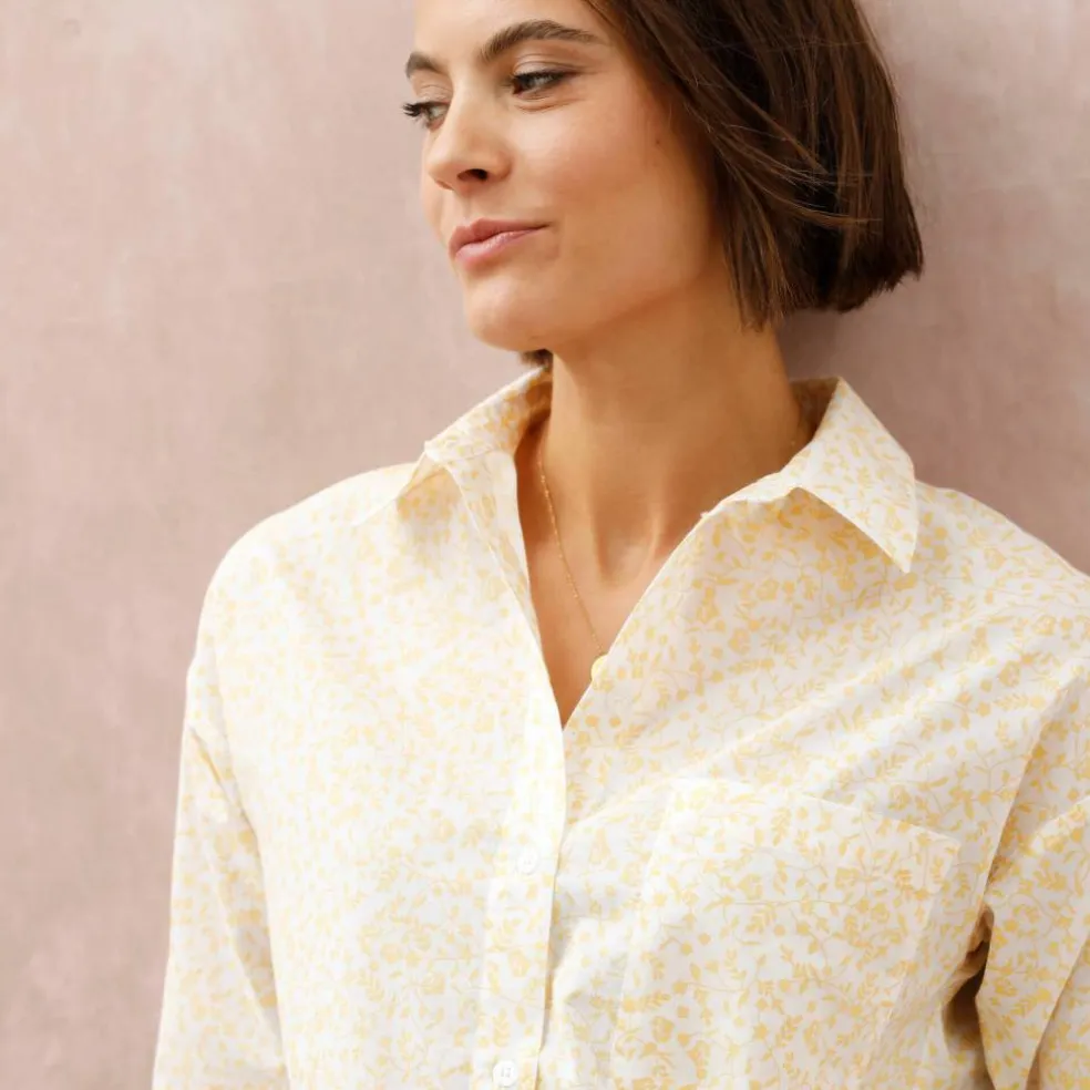 Chemise ample imprimée, coton léger