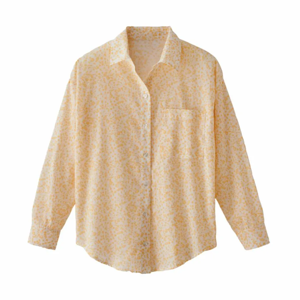 Chemise ample imprimée, coton léger