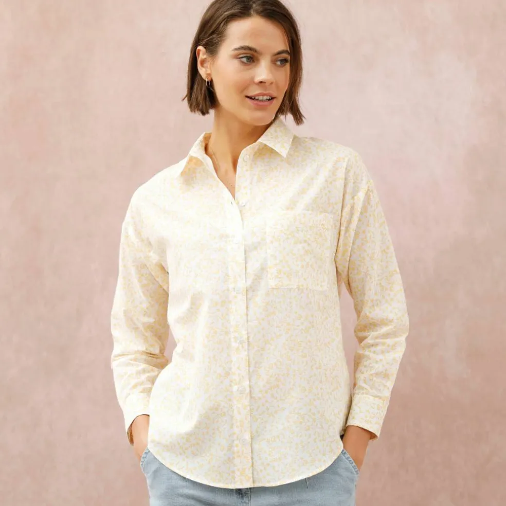 Chemise ample imprimée, coton léger