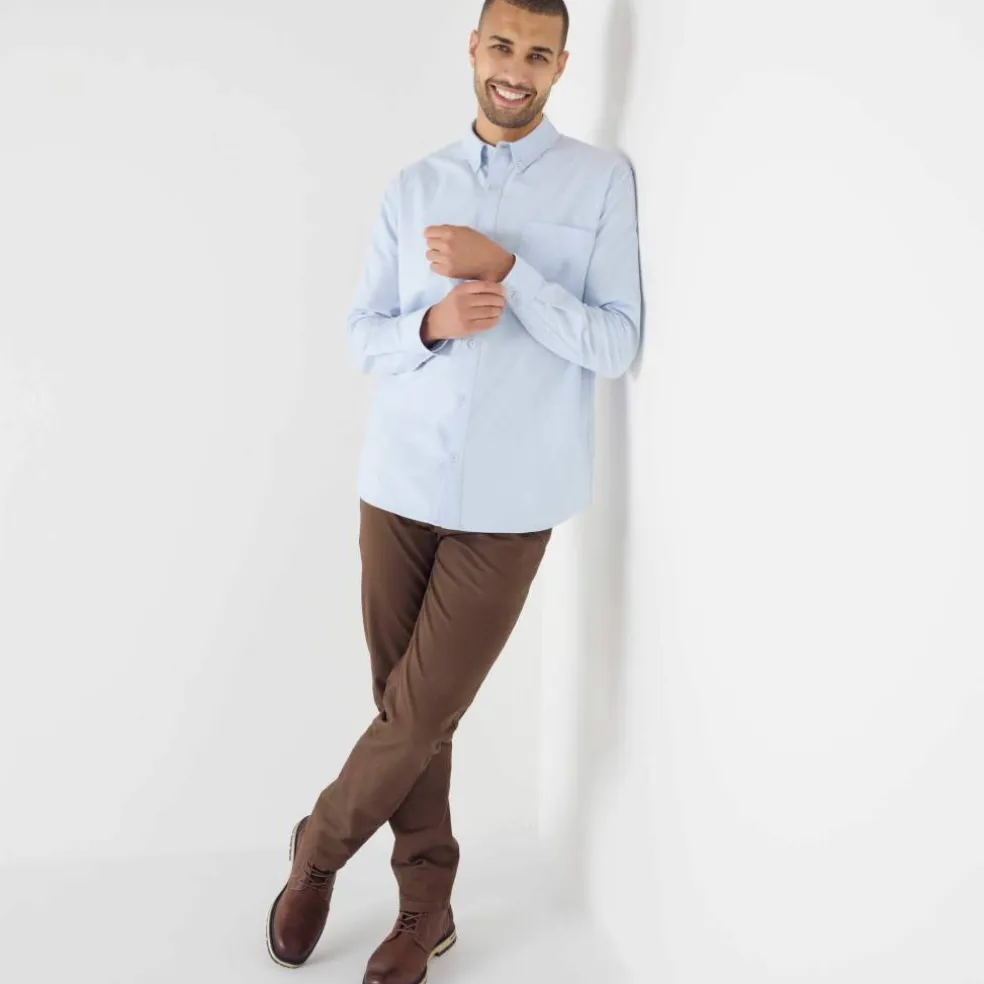 Chemise boutonnée unie Oxford manches longues