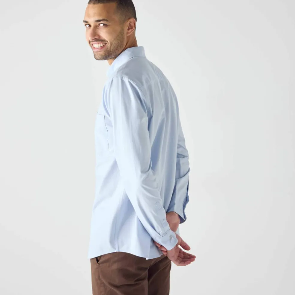Chemise boutonnée unie Oxford manches longues