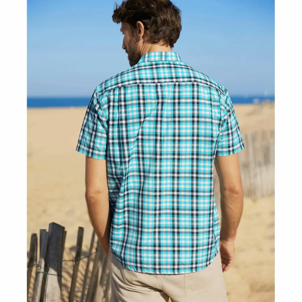 Chemise à carreaux manches courtes polycoton