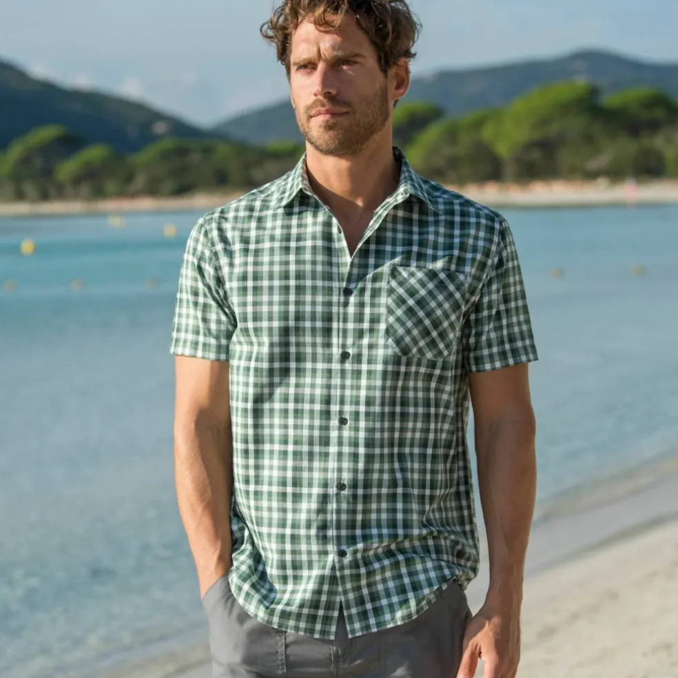 Chemise à carreaux manches courtes polycoton