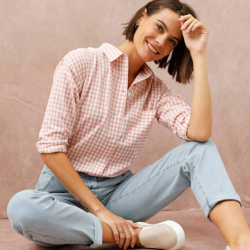 Chemise à carreaux vichy bicolore