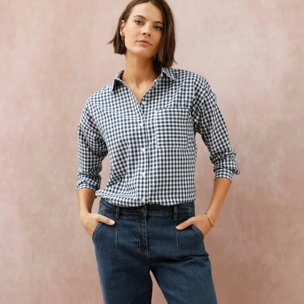 Chemise à carreaux vichy bicolore