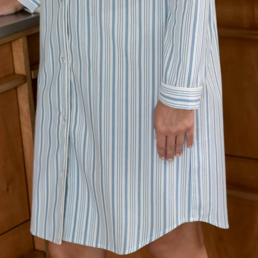 Chemise de nuit coton forme liquette rayée