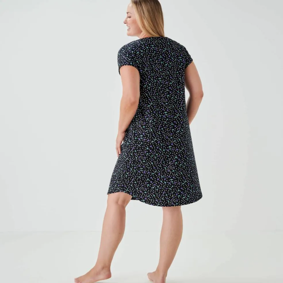 Chemise de nuit coton imprimé "coeurs"