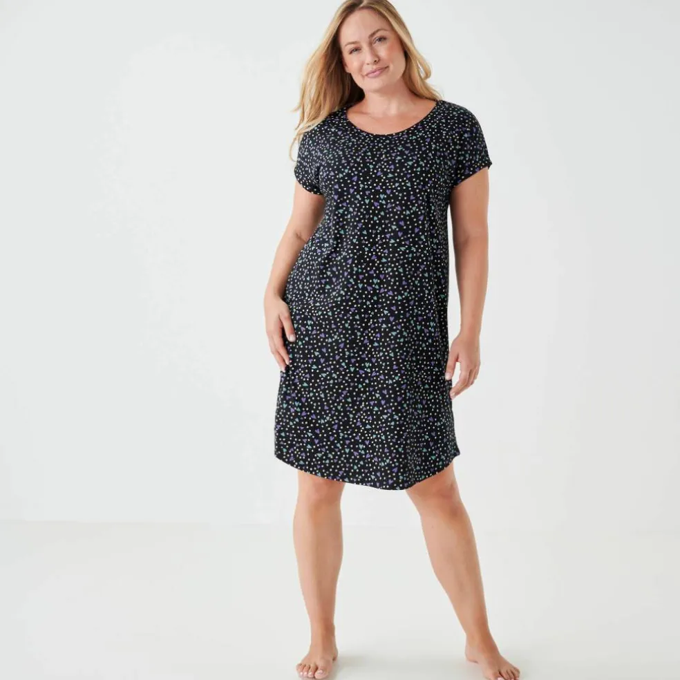 Chemise de nuit coton imprimé "coeurs"