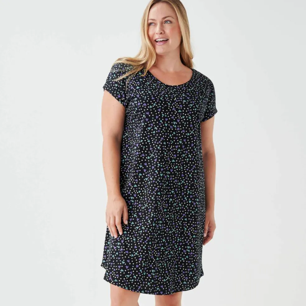 Chemise de nuit coton imprimé "coeurs"