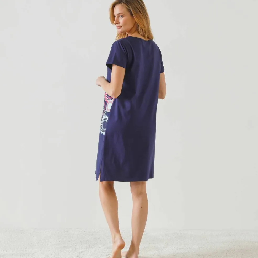Chemise de nuit courte imprimé rosaces