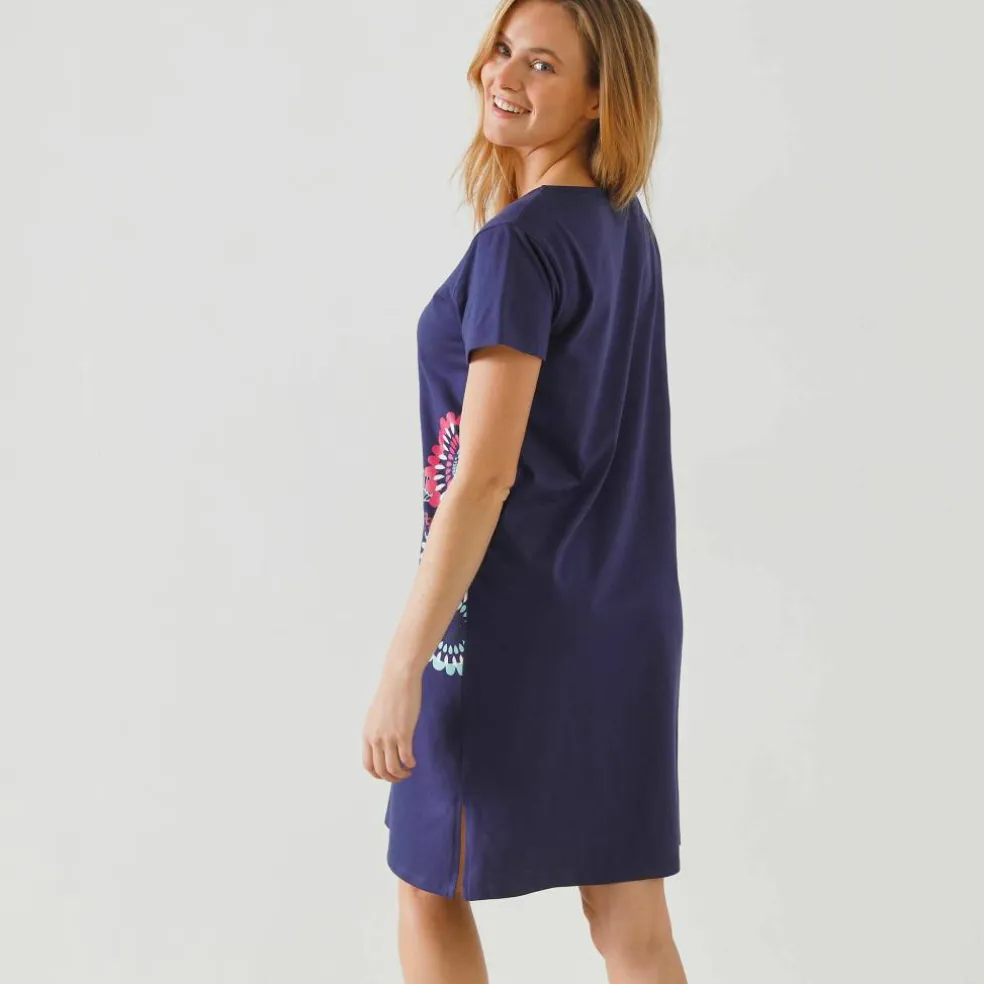 Chemise de nuit courte imprimé rosaces