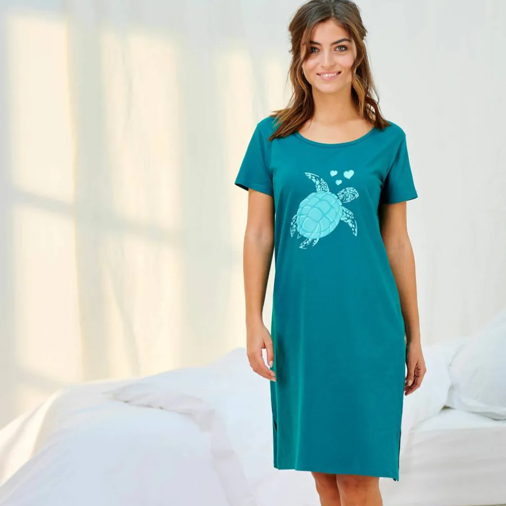 Chemise de nuit courte imprimé tortue