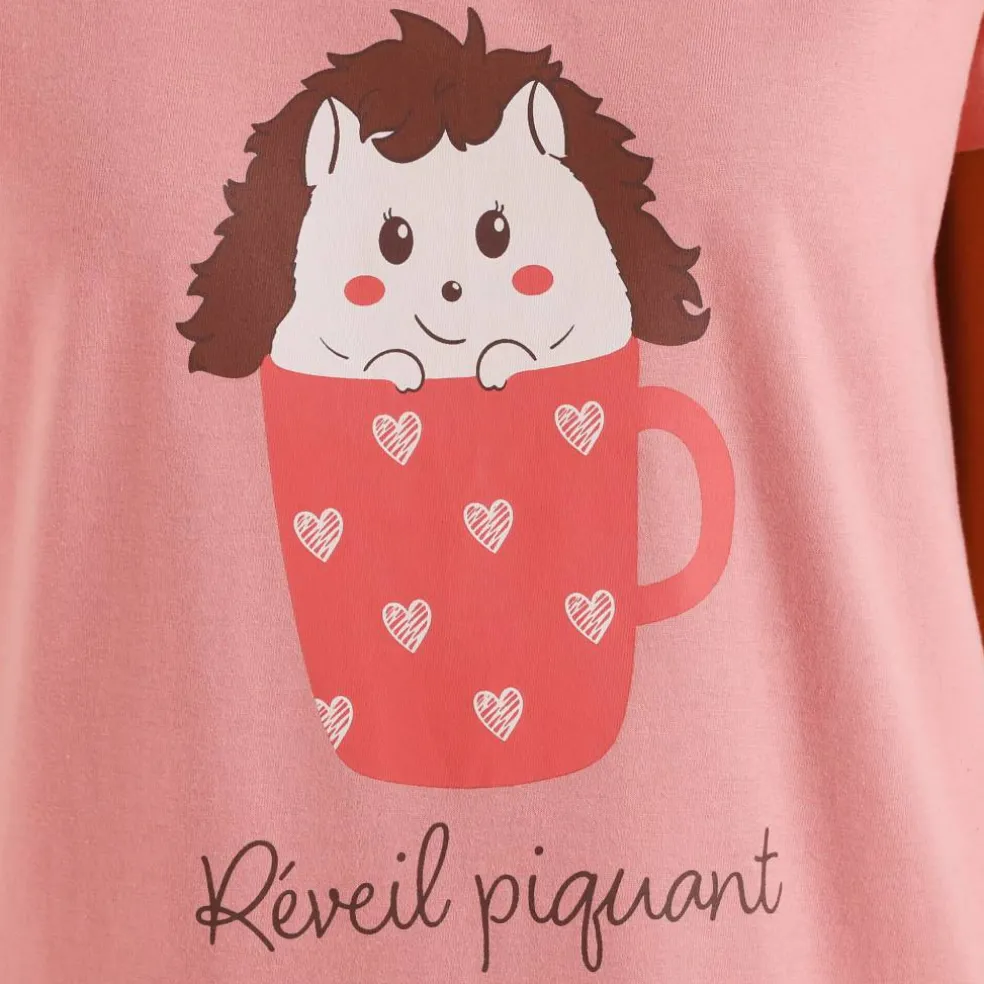 Chemise de nuit courte imprimée "hérisson"