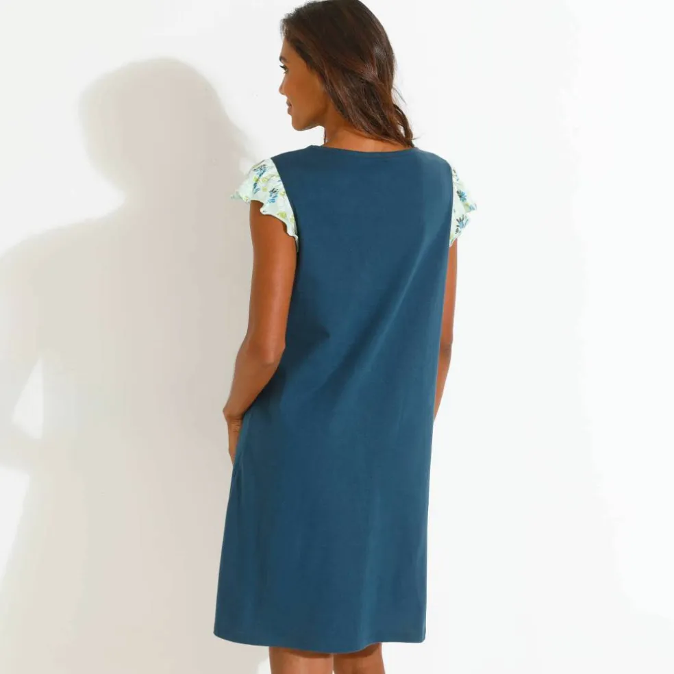 Chemise de nuit courte imprimé placé
