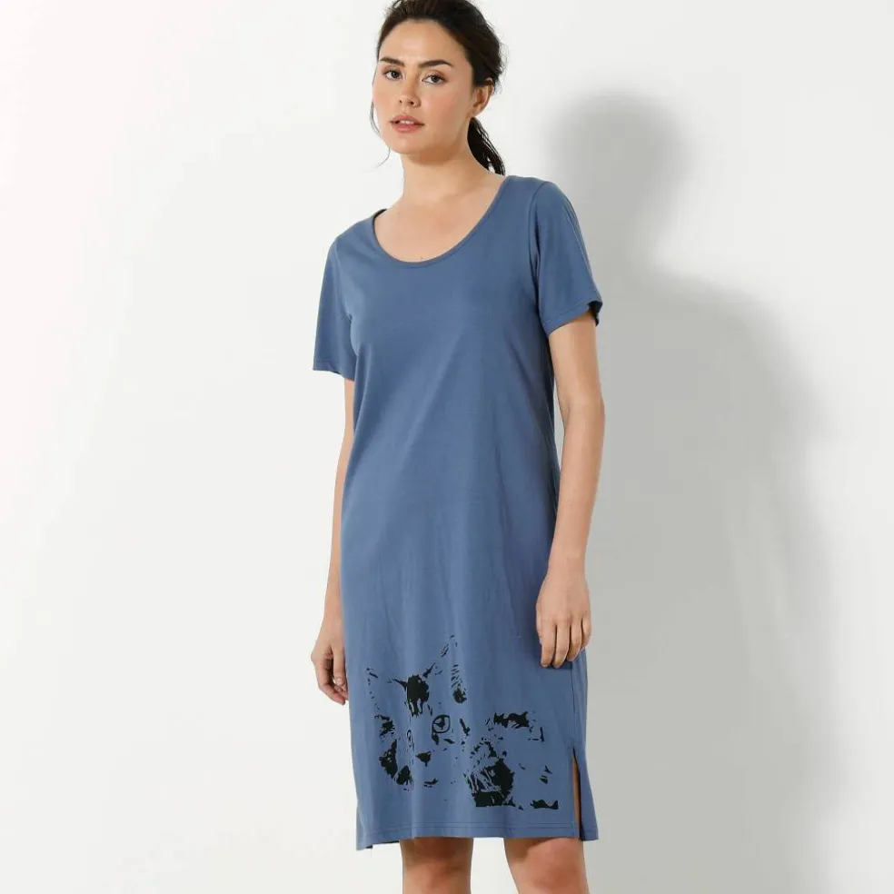 Chemise de nuit courte imprimé chat - lot de 2