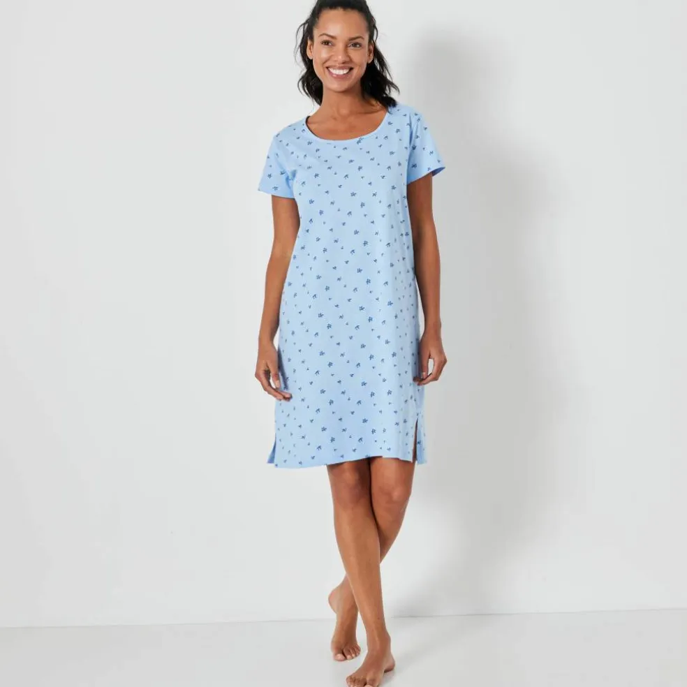 Chemise de nuit courte imprimée fleurs