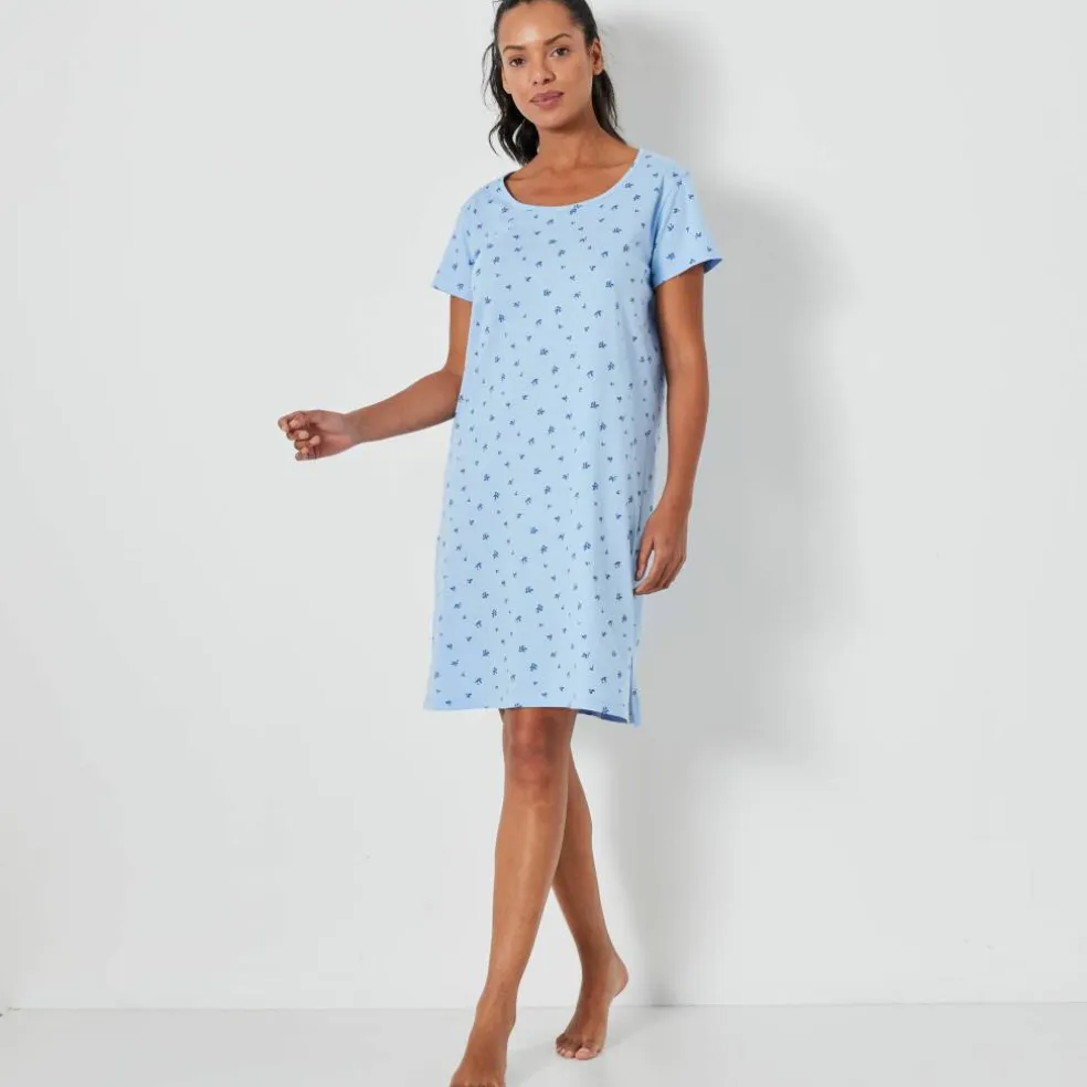 Chemise de nuit courte imprimée fleurs