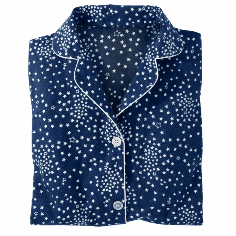 Chemise de nuit en pilou forme liquette imprimé étoiles