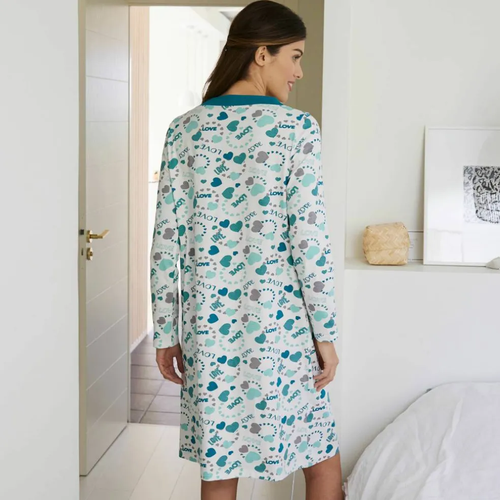 Chemise de nuit imprimé "coeurs"