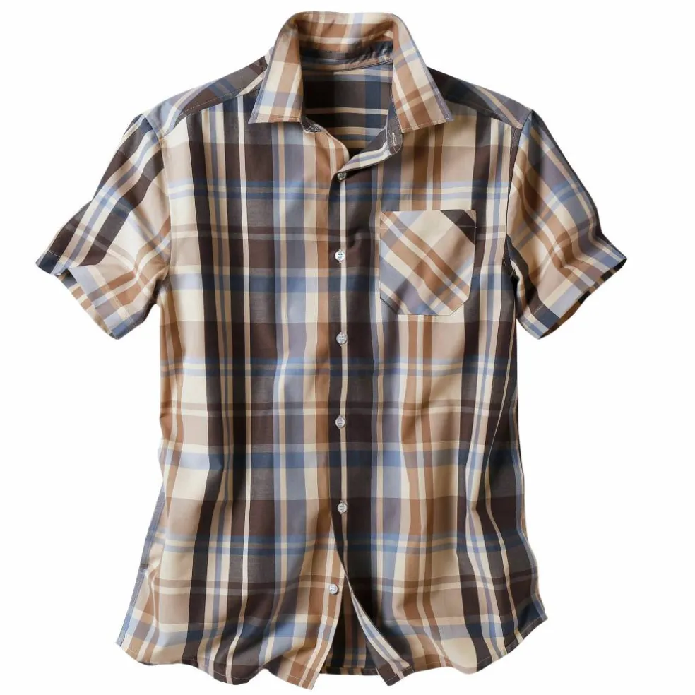 Chemise grands carreaux manches courtes polycoton